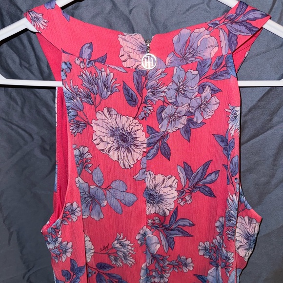 Tommy Hilfiger Floral Chiffon bright pink and Navy blue midi dress. - Picture 6 of 6
